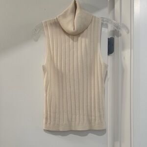 Reformation Cashmere Cream Sleeveless Turtleneck Sweater